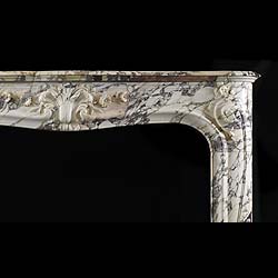 Antique French Rococo Louis XV Fireplace carved in Breche Violette Marble

