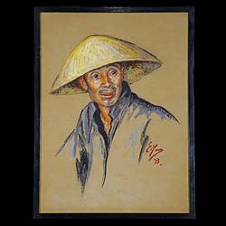 Antique Set of Five dated Pastel Portraits depicting Chinese Characters
