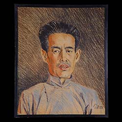 Antique Set of Five dated Pastel Portraits depicting Chinese Characters
