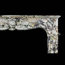 Antique Rococo Louis XV Breche Violette Marble Fireplace Mantel


