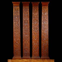 A Set of Eight Jacobean Style Oak Pilasters
