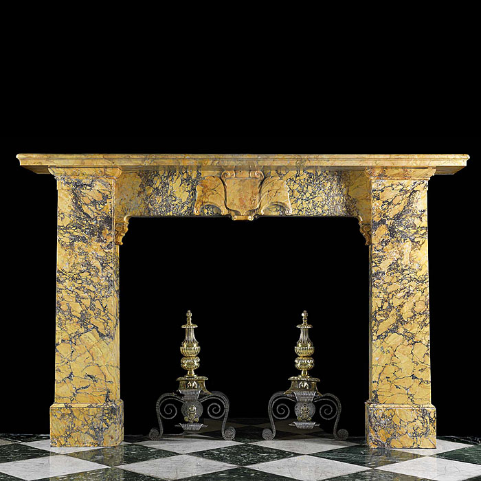 An Antique Covent Sienna Giallo Marble William IV Chimneypiece