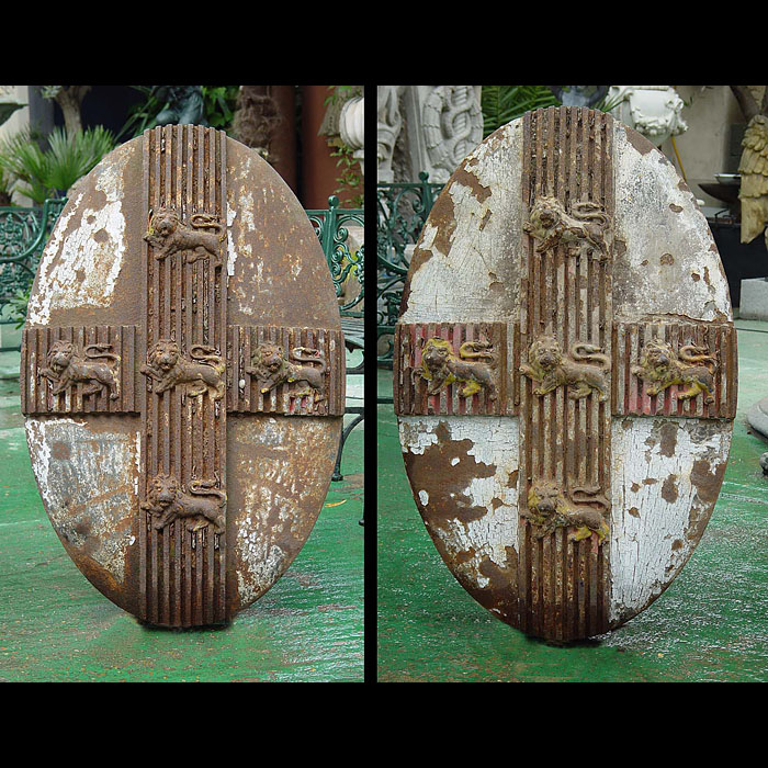 A Pair of Large Cast Iron Armorial Crests
