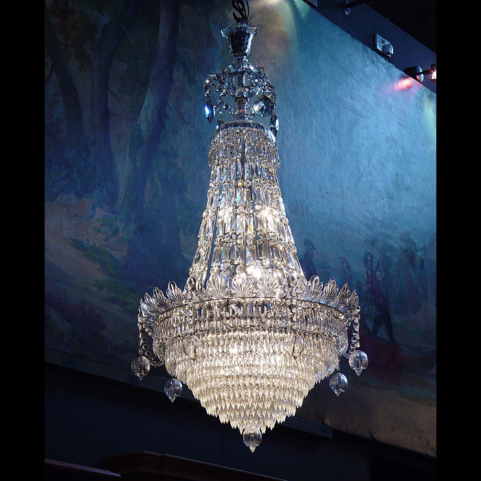 Antique Victorian Chandelier in the Regency manner in Crystal Glass 
