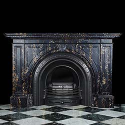 Large Antique black Portoro Marble fireplace in an Early Victorian style


