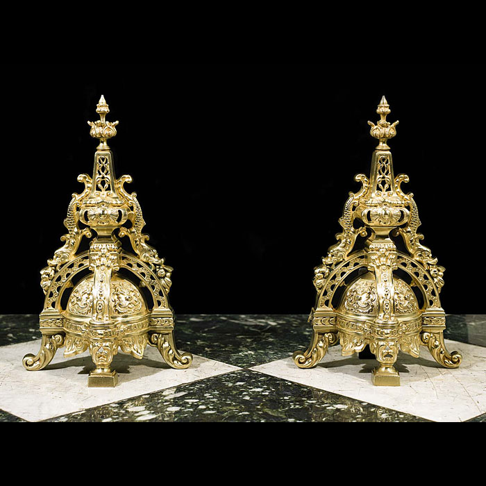Antique Gilt Bronze Louis XIV Chenets in the French Baroque manner



