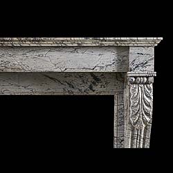 An French Louis XVI antique Bardiglio Marble fireplace  