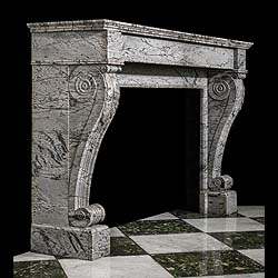An French Louis XVI antique Bardiglio Marble fireplace  