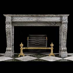 An French Louis XVI antique Bardiglio Marble fireplace  