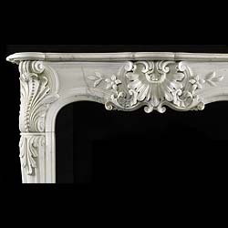 Antique French carved Louis XV Rococo Fireplace in White Statuary Marble

