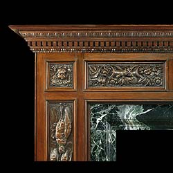 Victorian Italian Renaissance  style oak fireplace  surround    