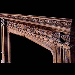Antique Large Oak English Jacobean manner carved Chimneypiece 
