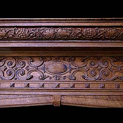 Antique Large Oak English Jacobean manner carved Chimneypiece 
