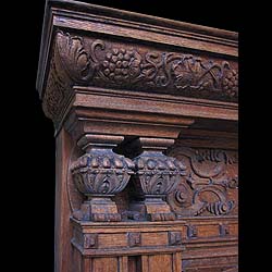 Antique Large Oak English Jacobean manner carved Chimneypiece 
