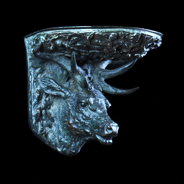 A French Bronze Stags Head Wall Bracket