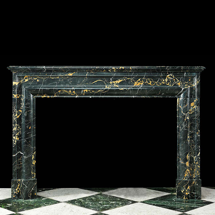 Antique Bolection Gold veined Black Portoro Marble Chimneypiece
