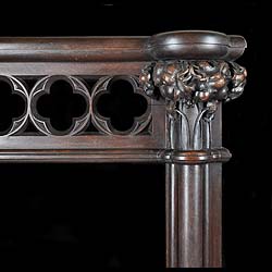 A carved oak mid 19th century Neo Gothic Chimneypiece 
