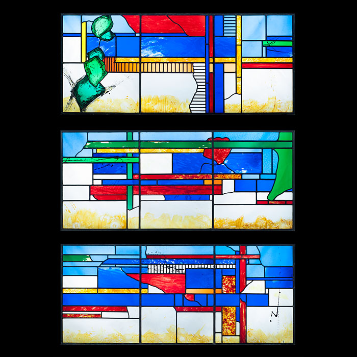 A 20th Century Stained Glass Triptych Window