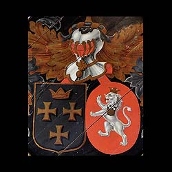 A Victorian painted antique armorial hatchment 