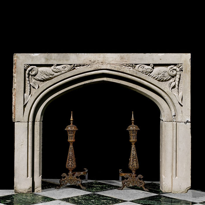 A Gothic Revival Antique Stone Fireplace