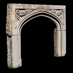 A Gothic Revival Antique Stone Fireplace