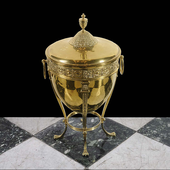 Adam style early 20th century brass coal bin    