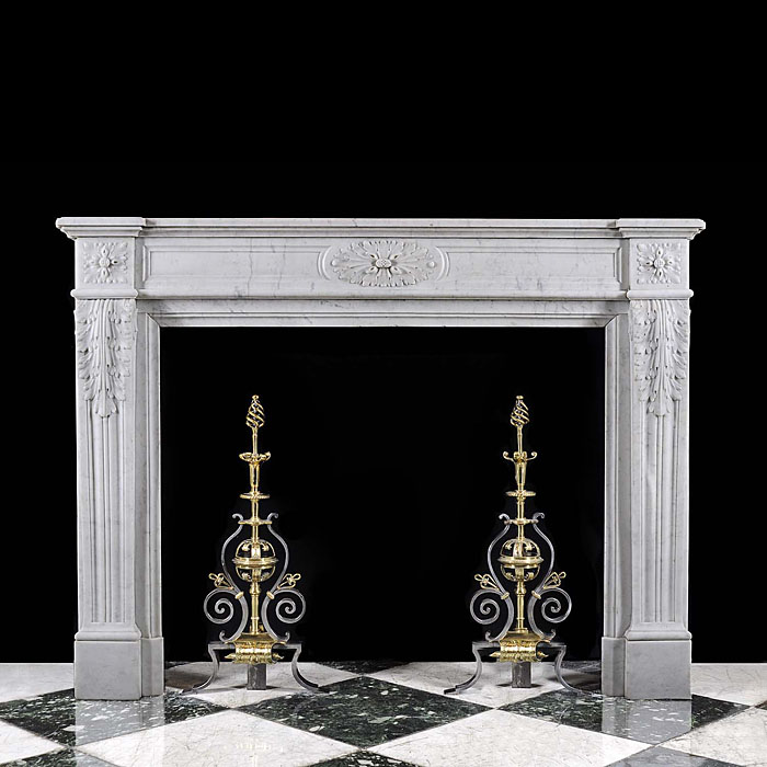 A small Carrara marble Louis XVI style antique chimneypiece