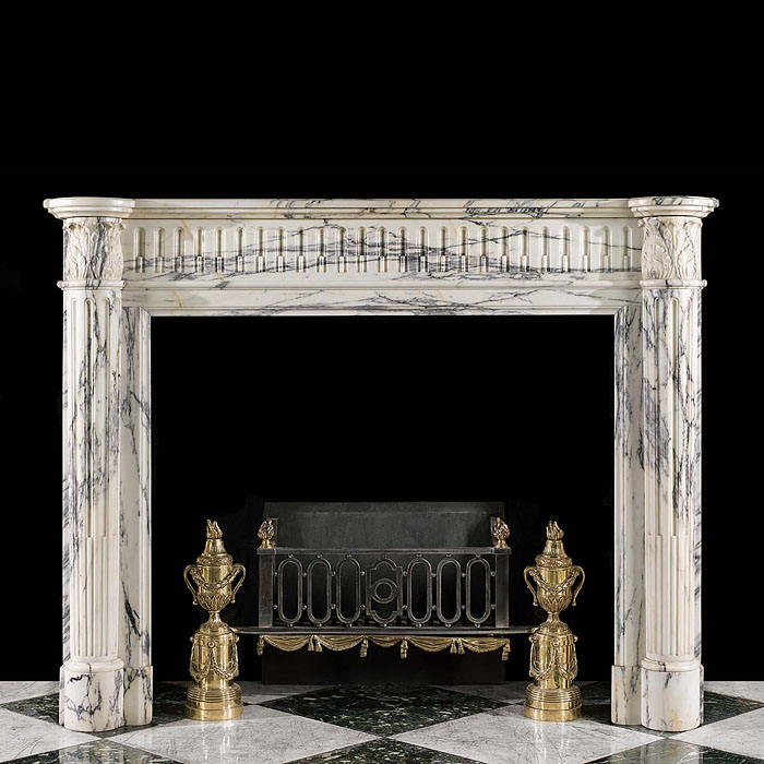 A Louis XVI Arabascato Marble Fireplace