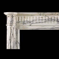 A Louis XVI Arabascato Marble Fireplace