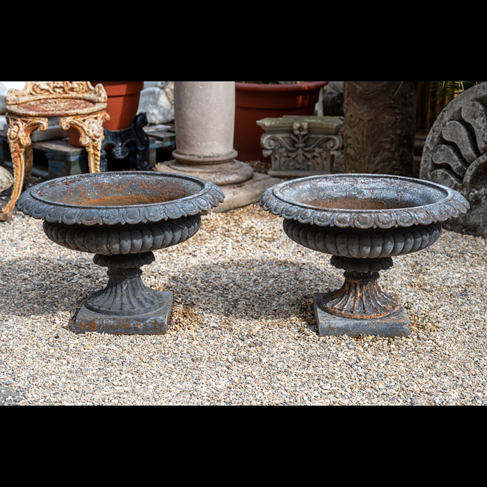 Victorian Cast Iron Garden Urns 