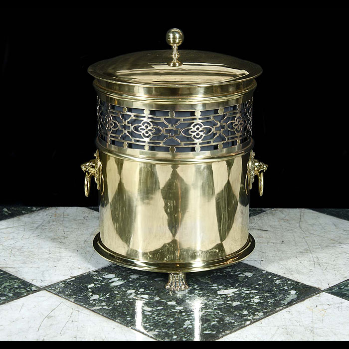 An antique Edwardian brass coal bucket 