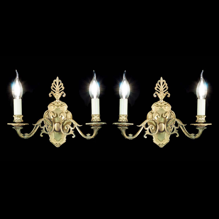 A Pair of Regency Style Brass Wall Lights