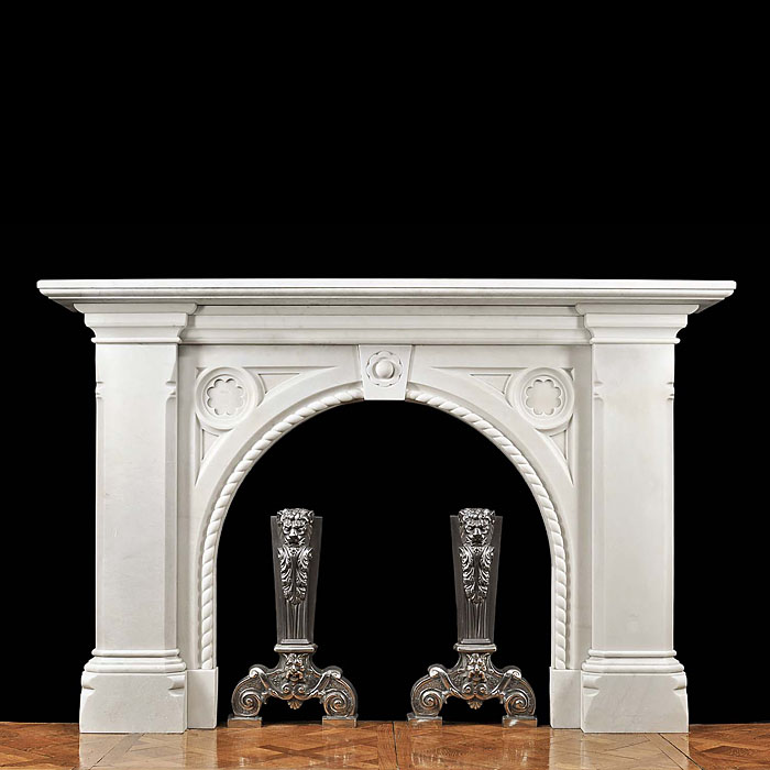 An Antique Bianco Pi marble Victorian Chimneypiece.