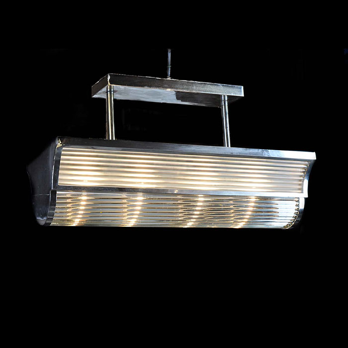 An Art Deco Chrome & Glass Ceiling Light