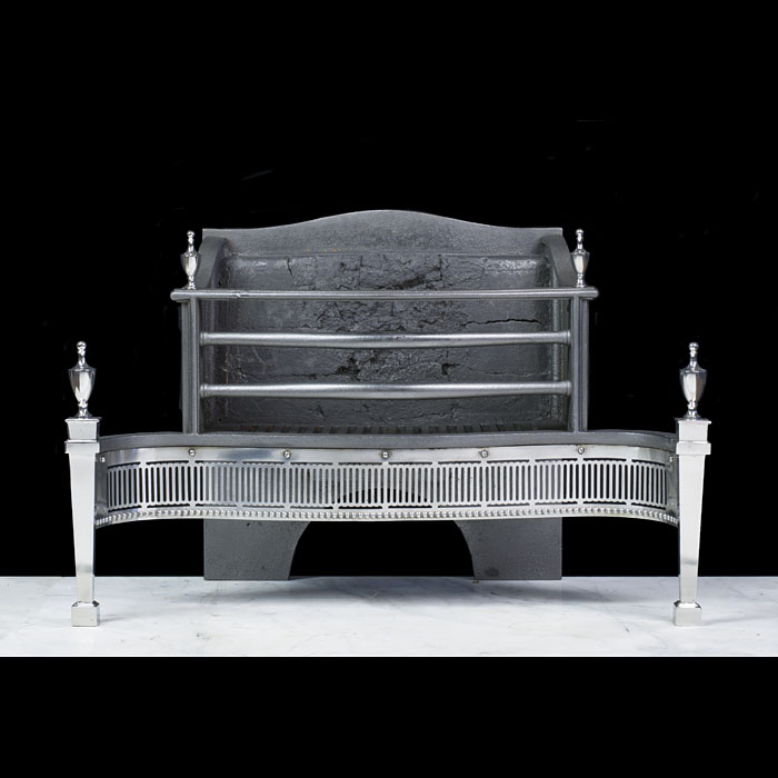  Neoclassical Polished Steel Fire Basket 