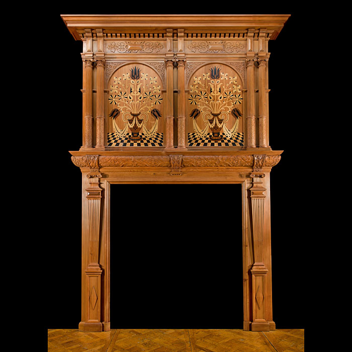 A large Jacobean Revival cedar chimneypiece 