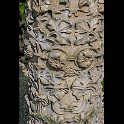  A pair of Pineapple topped antique terracotta pillars  