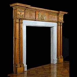 A George III Columned Pine Fireplace Mantel