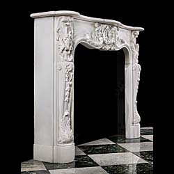 An Antique Louis XV style Statuary Marble Fireplace Mantel 