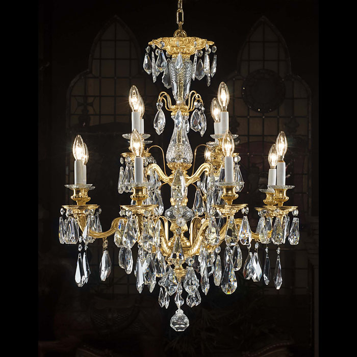 A Cut Crystal & Bronze Chandelier