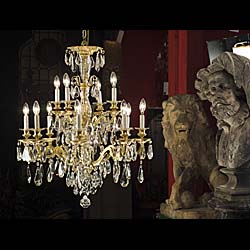 A Cut Crystal & Bronze Chandelier