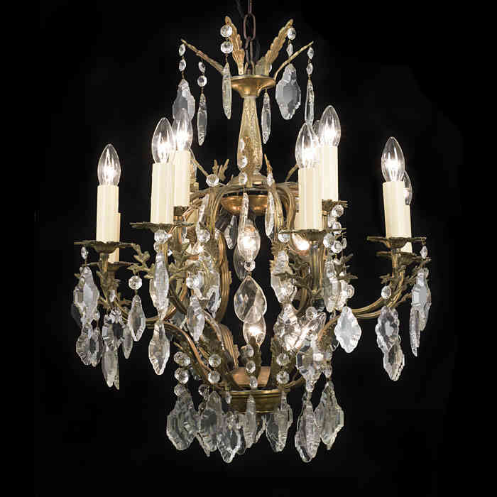 A Bronze & Cut Glass 20th Century Chandelier