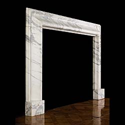 A large Antique Baroque style Bolection Carrara Marble Fireplace Surround