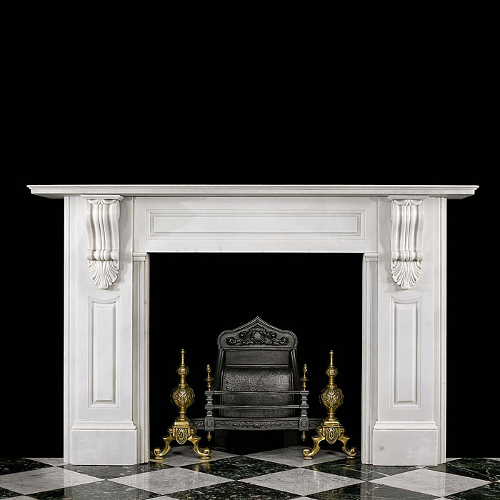 A large Antique Bianco Pi marble Fireplace Surround.