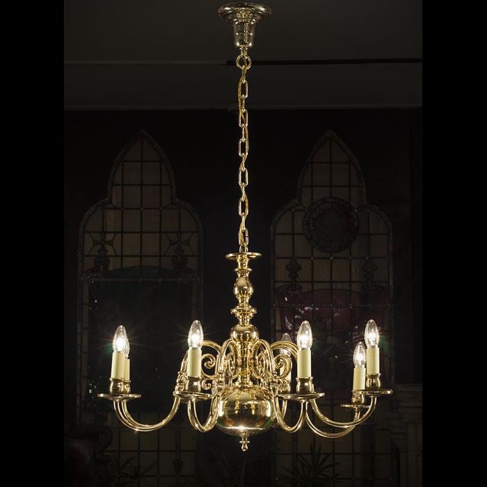 A Pair of 20th century Dutch style eight light chandelier 