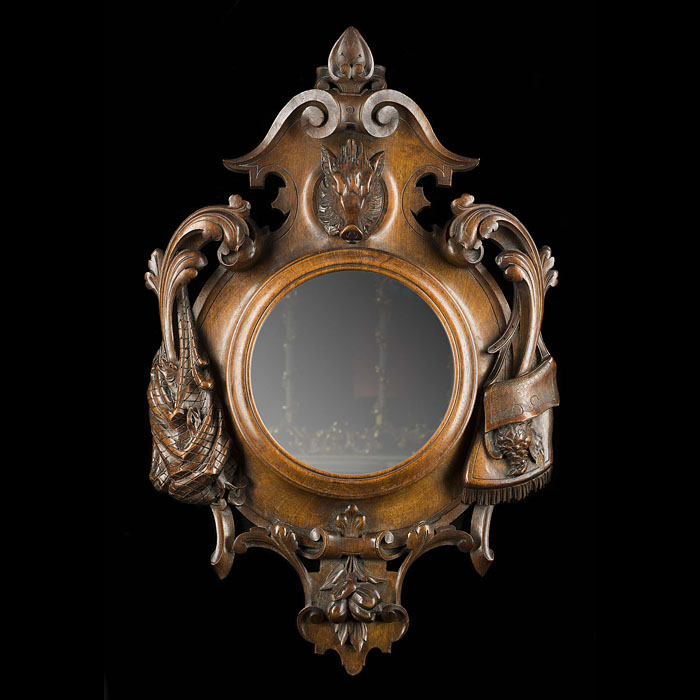 A Cartouche Shaped Mahogany Wall Mirror