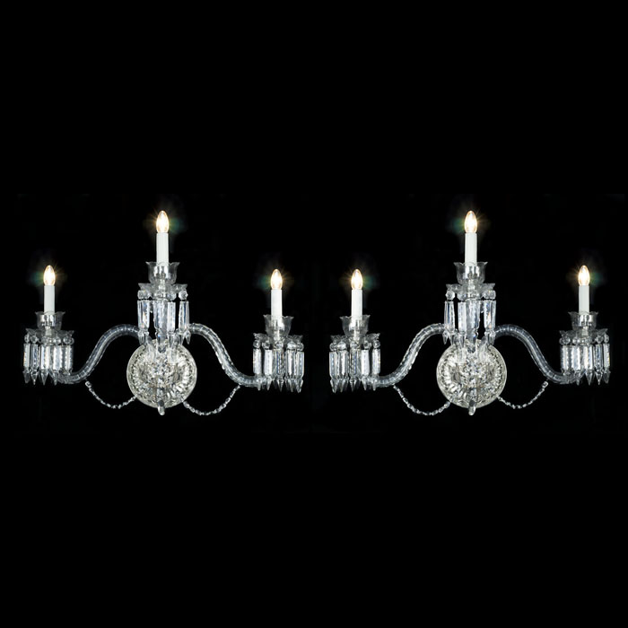 Pair of Regency Style Cut Glass Wall Lights