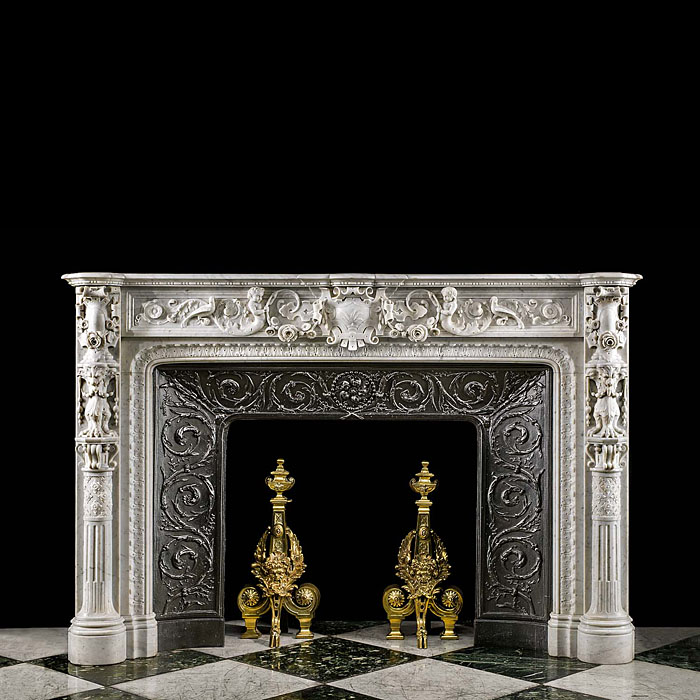 An antique Italian Renaissance style chimneypiece.