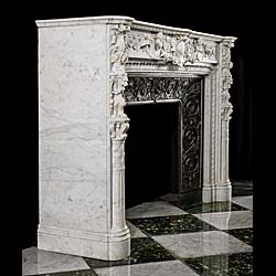 An antique Italian Renaissance style chimneypiece.