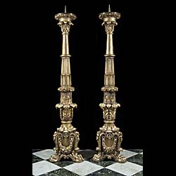 A Tall Pair of Baroque Style Candlesticks 